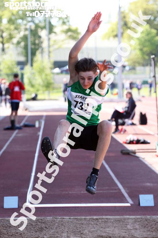 Mens under-17s long jump, 2019 North Eastern Track and Field Champs., Middlesbrough. Photo:  David T. Hewitson/Sports for All Pics